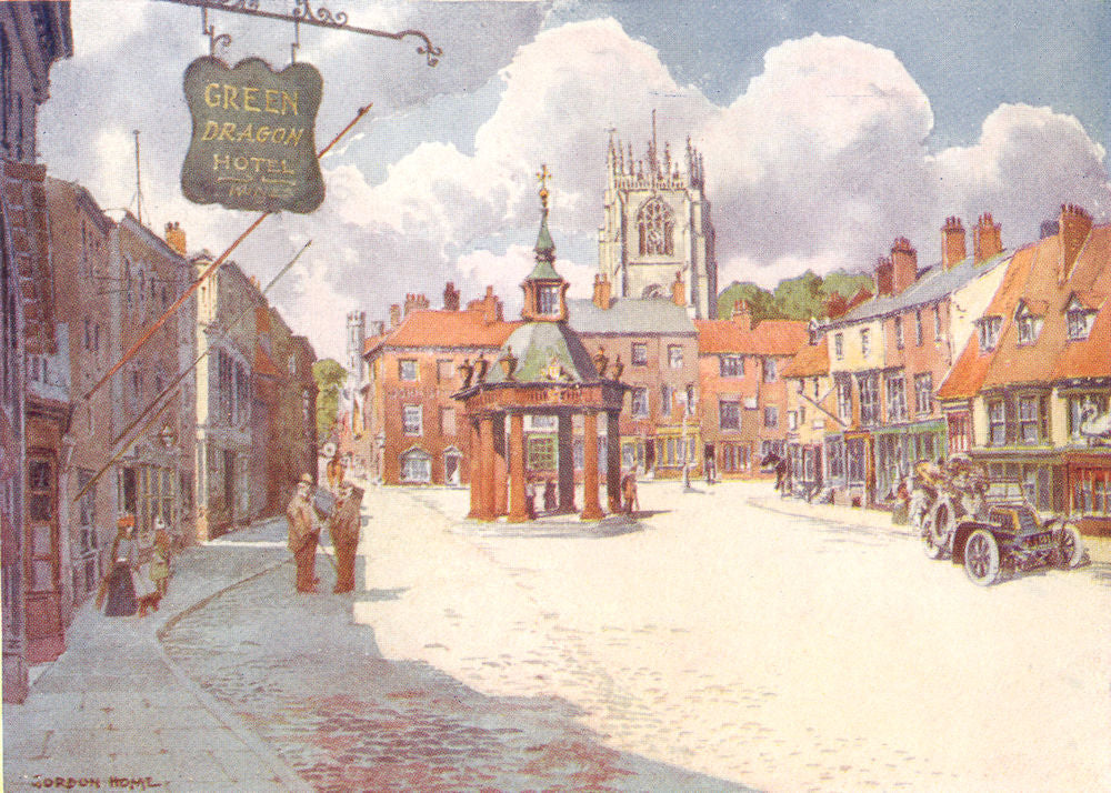 YORKS. Beverley Market Place 1908 old antique vintage print picture